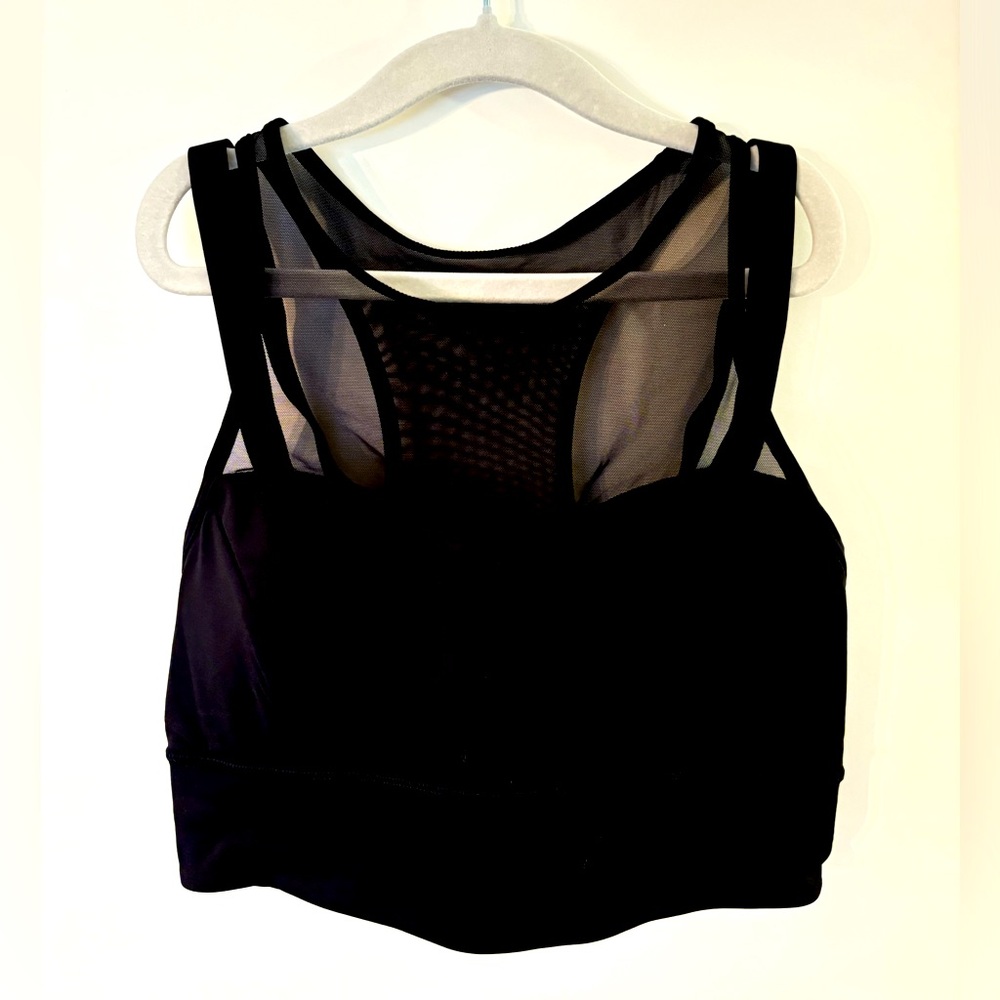 Lululemon Black Mesh High Neck Strappy Racerback Sports Bra Black Size 6 NWOT